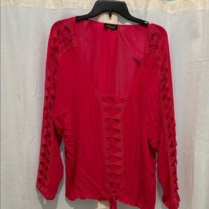 VENUS Scarlet Lace-Up Blouse
